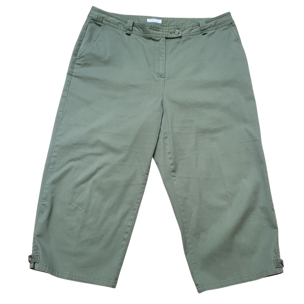 Charter Club Katherine Fit Capri Pants Olive Green Plus 14W